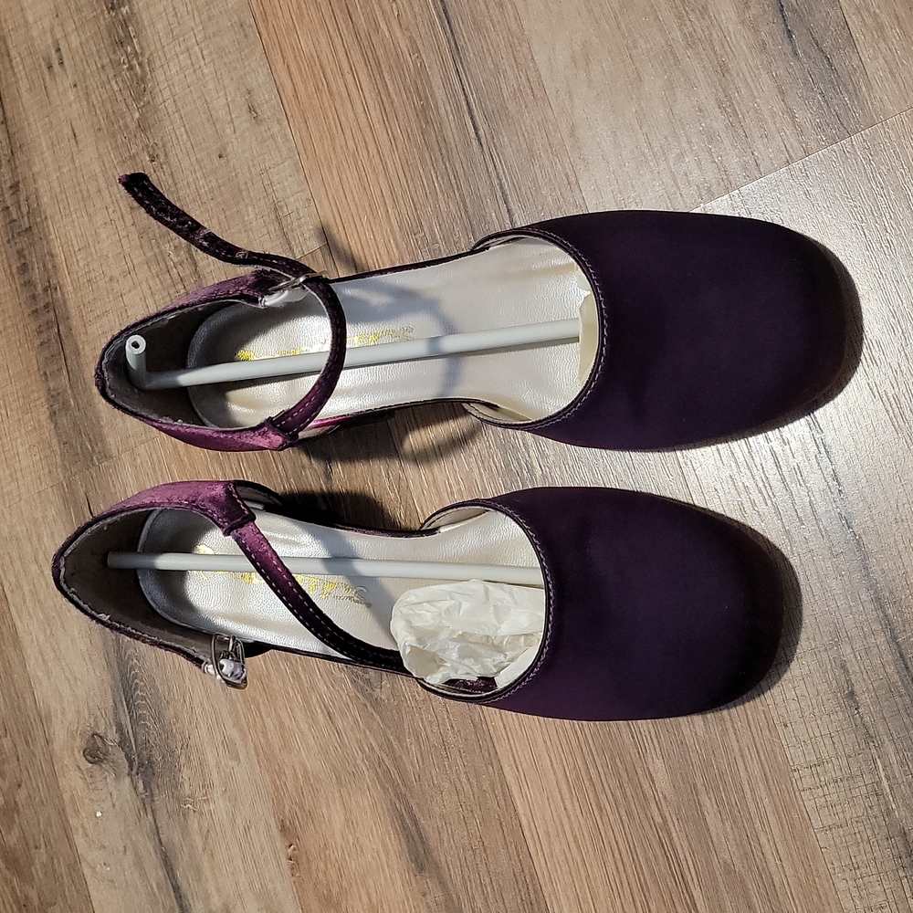Kids Custom-Dyed Purple Satin Dress Shoes